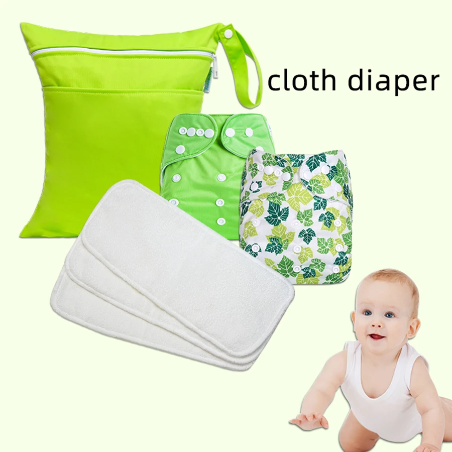 Ananbaby Wholesale Washable Reusable Baby 2*Cloth Diapers+3*3L Microfiber Insert+1*Wet Bag For Sale Nappies One Size Adjustable