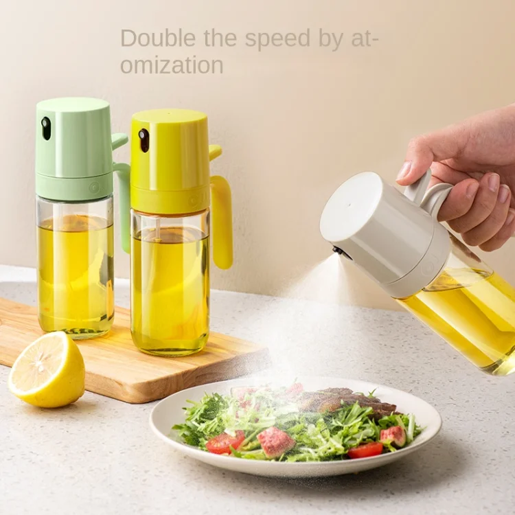 Оптовая продажа, 550 мл, большая емкость, стеклянный пластиковый распылитель масла, подходит для приготовления пищи и специй, кухонная бутылка для масла