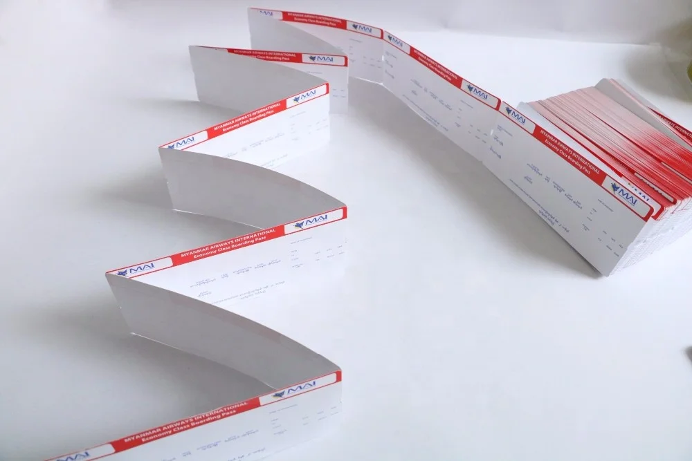
New Customized Thermal Flight Tickets Thermal Boarding Pass Plane Ticket Thermal Adhesive Boarding Pass 