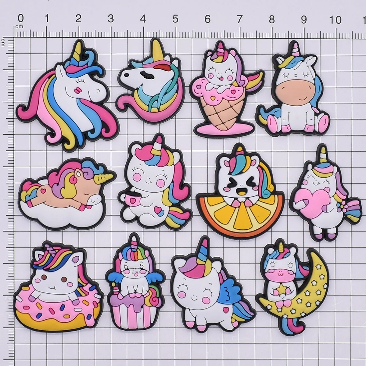 New Unicorn Shoe Charms Cartoon Cute PVC Soft Rubber Shoe Buckle Ornament Decoration Removable Shoe Flower Charm