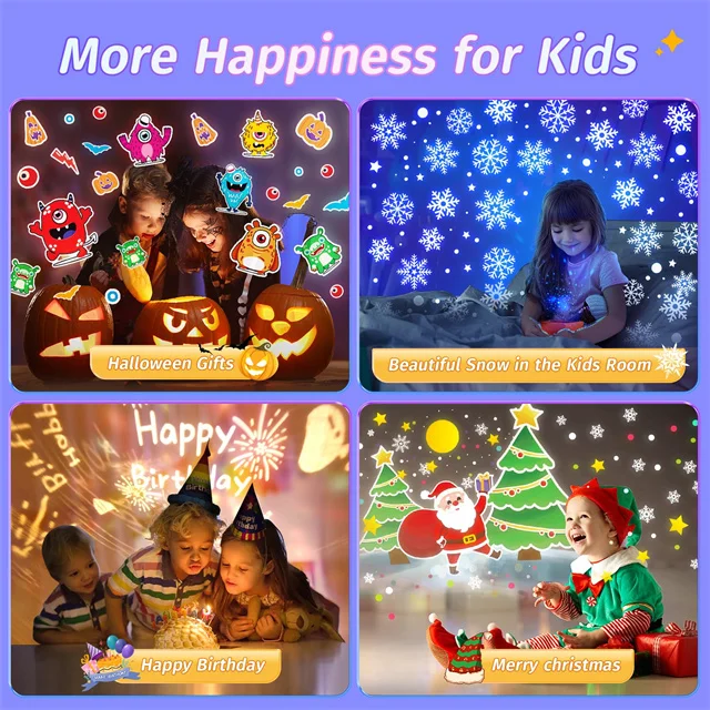 15 Films & Bluetooth Kids Night Light Projector Remote Dimmable Baby Night Light Rechargeable Timer Star Projector for Kids