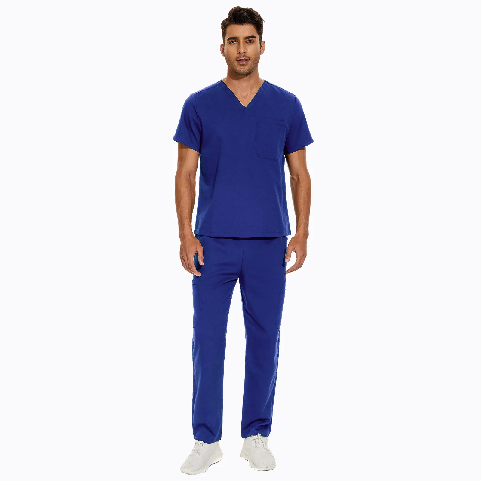 New Arrival V-neck Nursing Uniformes Medical Tops And Pants Doctor Uniform Women Men Embroidery Scrub Hospital Uniform Sets