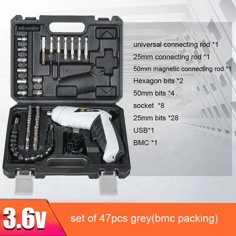 3.6V Li-ion USB  Charging Power Cordless Screw drivers Drill Bits Set Home Multifunctional Mini Electric Screwdriver Tool kit