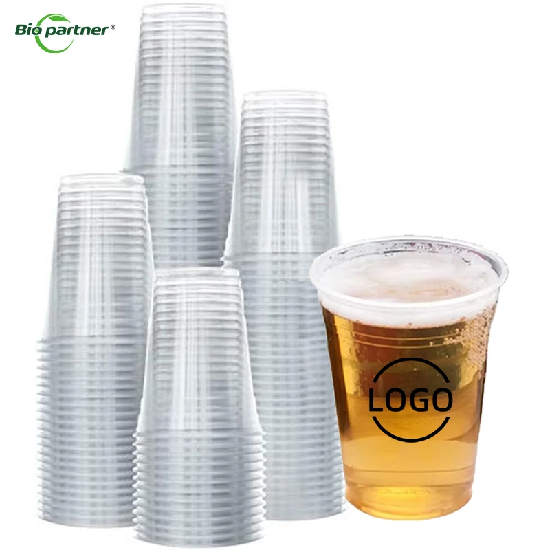 Wholesale 12oz 16oz Clear Party Takeaway Dessert PET PLA Clear Bubble Cup Yogurt Smoothie Coffee Tea With Lid