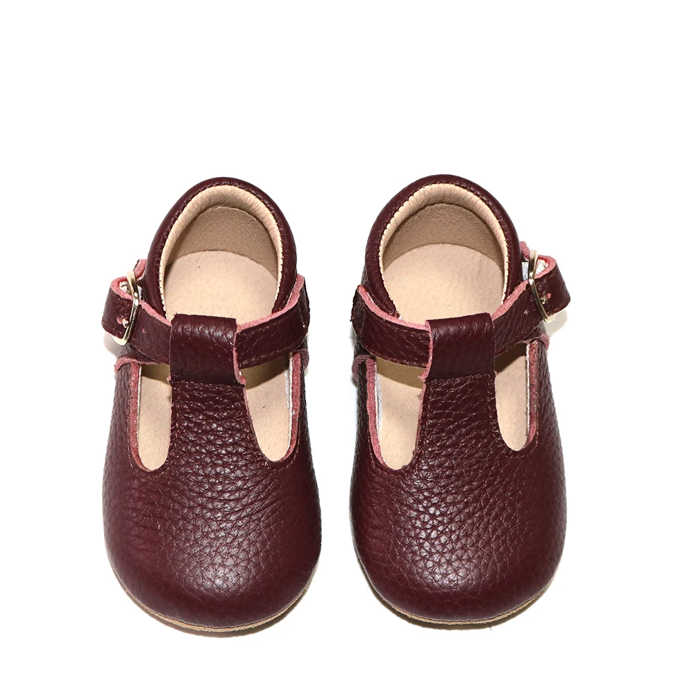 Free Sample High Quality Toddler Buckle Strap Shoes Genuine Leather Wholesale Girls Baby T-bar Dress Shoes