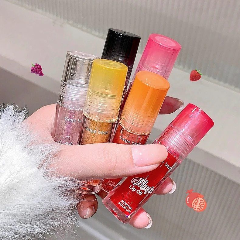 Gege Bear Lip Skin Care Product Hydration High Shine Pearl Lipgloss Non-sticky Moist Fruit Juice Magic Lip Gloss Oil