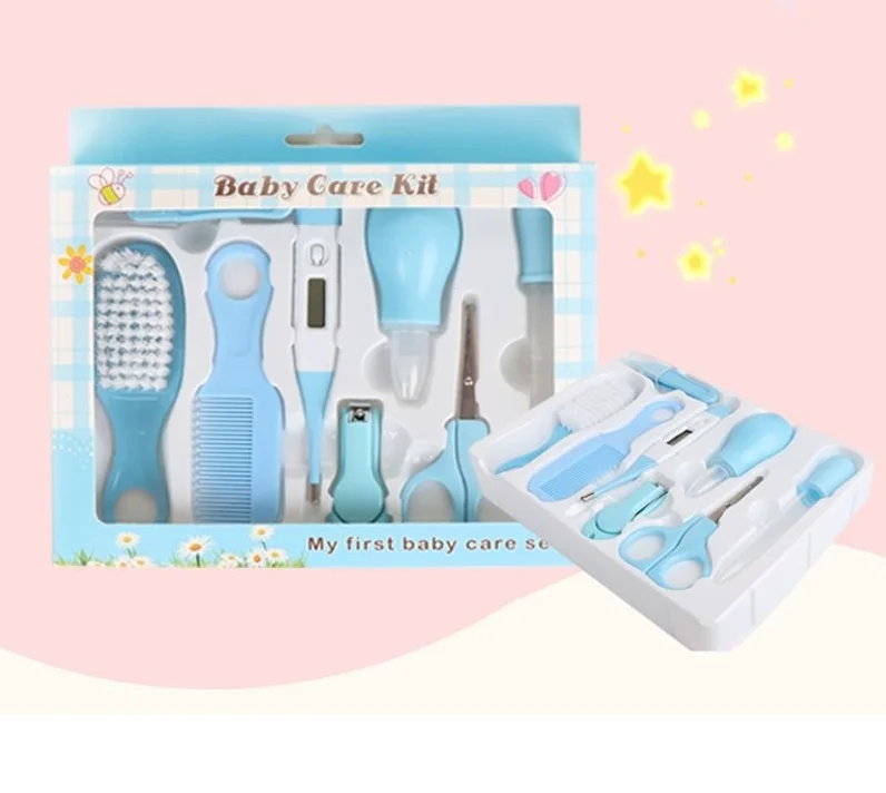 
Wholesale 10 pcs baby grooming baby healthcare kit and baby nail kit contain scissors hair comb brush nose cleaner 