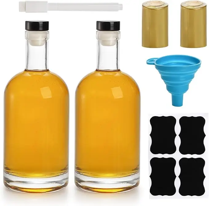 Wholesale Luxury 375ML 500ML Gin Glass Liquor Wine Bottle Beverage Wine Glass Liquor Bottles with Cork Transparent