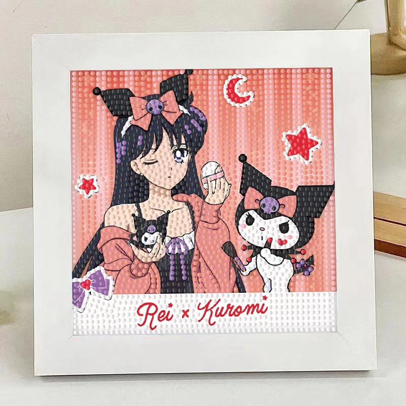 Cartoon Cute Sanrio Kuromi Kitty Melody Cinnamoroll 5D DIY Diamond Painting With Frame Decoration Home Wall DIY Diamond Painting