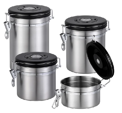Stainless Steel Coffee Canister Food Canister With Timer Cover small food canning