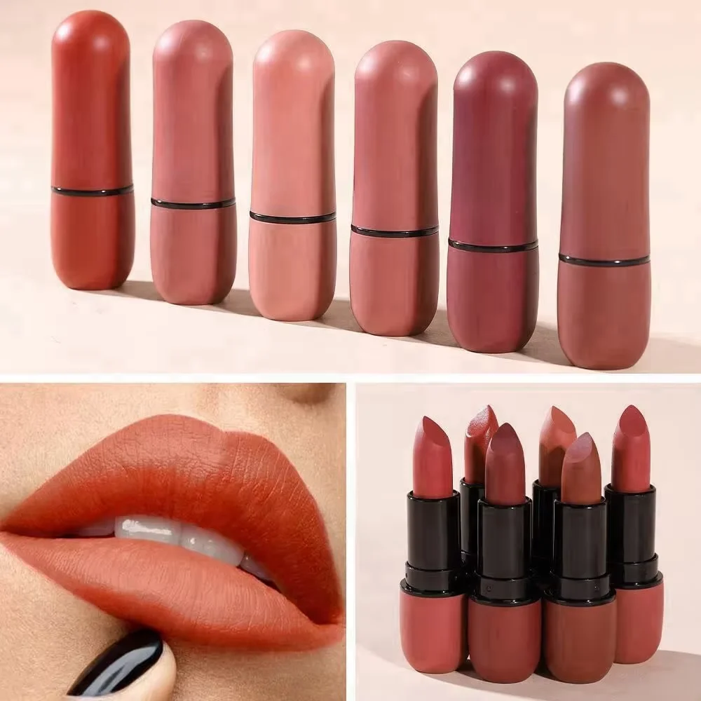 High Quality Wholesale Waterproof  Vegan 12 Colors  Nude Custom Matte  Lipstick Private Label Non-Stick Cup for Lips Makeup
