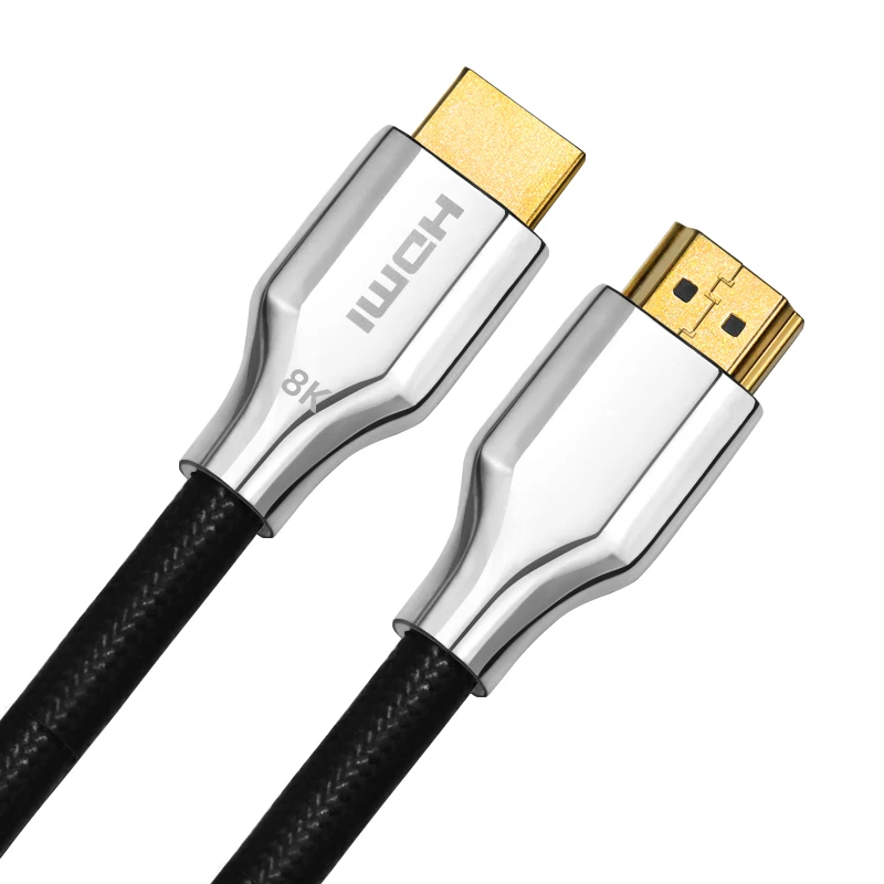 Poshshine Manufacture Hdmi Cable Male To Male Support 8K 60Hz Wholesale Price Zinc Alloy Silver Colour Customize 8K Hdmi Cable