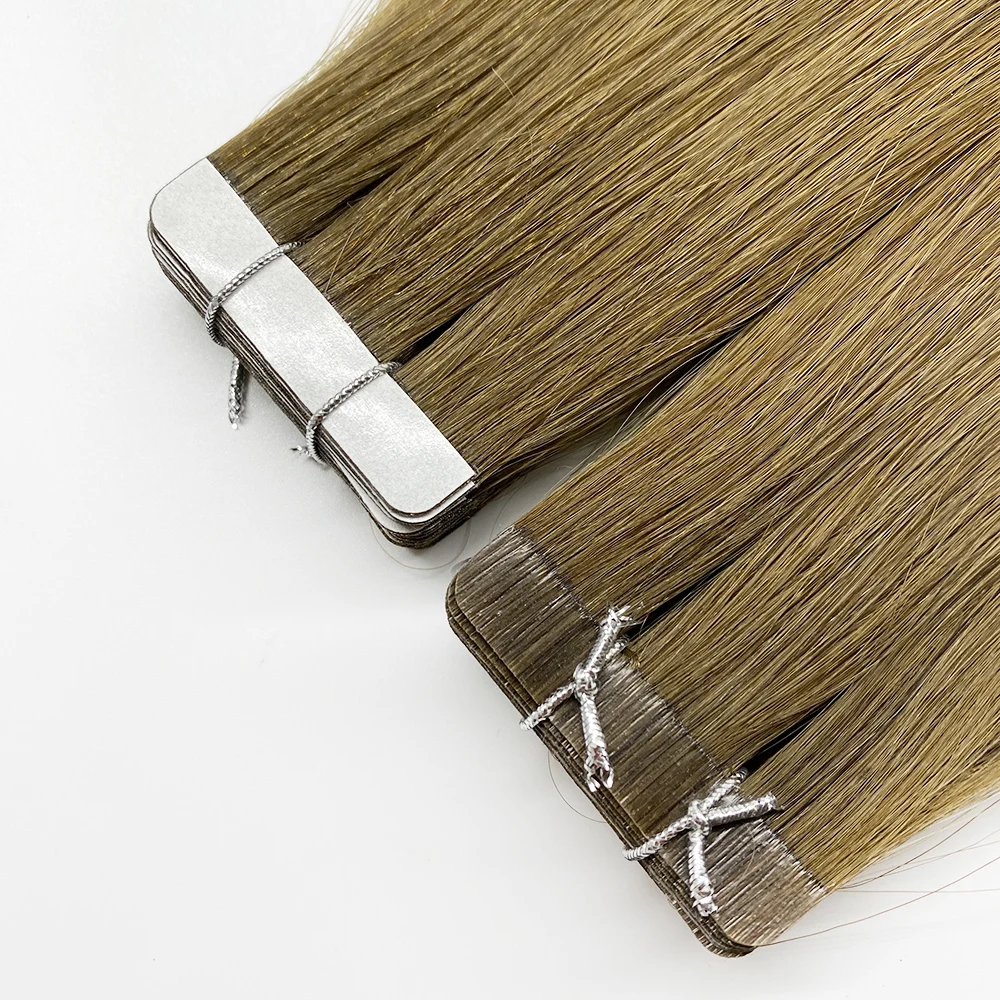 Inice double drawn raw burmese curly hair tape in, long straight mini tape in real human hair extensions