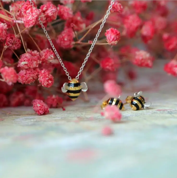 New Cute Bee 925 Sterling Silver Necklaces & Pendants Choker Necklace Women Jewelry