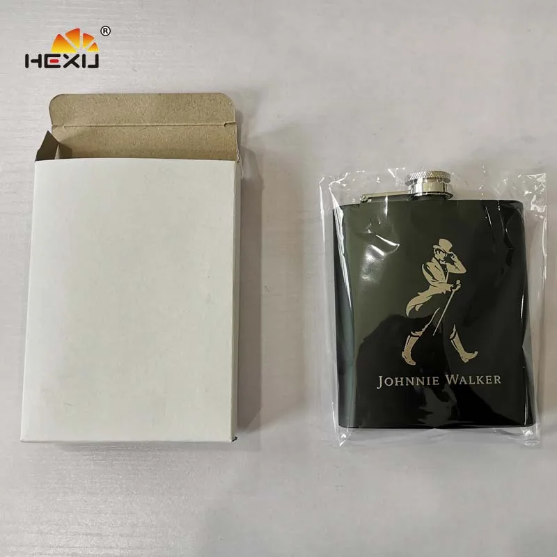 
7oz stainless steel food grade anti rust johnny walker whisky hip flask 