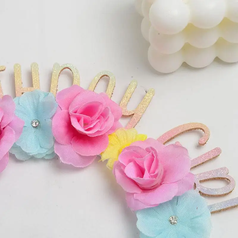 Creative Happy Birthday Letter Headband Children Cute Headband Party Hair Accessories Color Simulation Flower Led Easter 10 Pcs