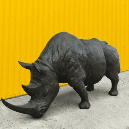 Garden Decoration Bronze Black Rhinoceros Sculpture for Home Decoration with Best Price