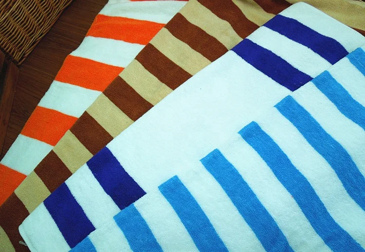 Yarn Dyed Jacquard Hotel Pool Towel black and white stripe beach towel white and blue stripe bath towel