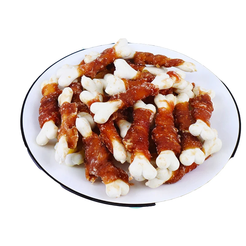 Dog Chew Sticks Dry Snacks Cleaning Teeth Food Duck Chicken Wrap Calcium Bone