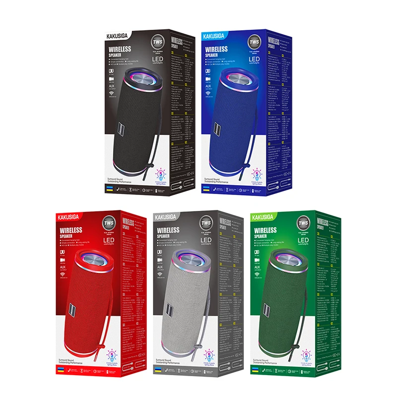 KAKUSIGA New Arrival Outdoor Portable Colorful Wireless Stereo BT Speaker Wireless With LED light