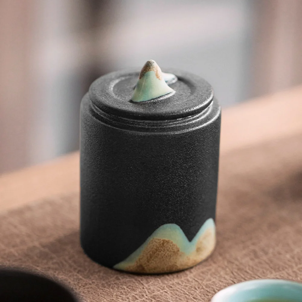 Japanese-style Ceramic Coarse Pottery Tea Storage Jar With Sealed Cover For Tea, Coffee Bean