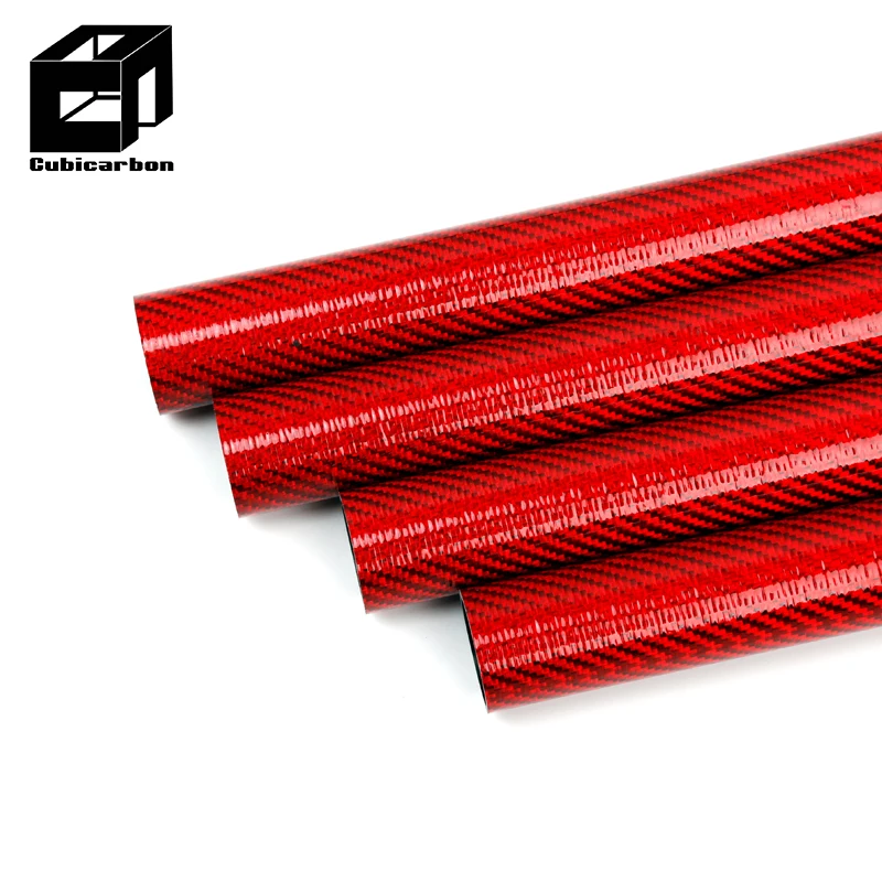 Custom Red Color Carbon Fiber Tube, Yellow/ Blue/ Silver 3K Carbon Tube High-Pressure Resistant Carbon Fiber Pole 3K Carbon Pipe