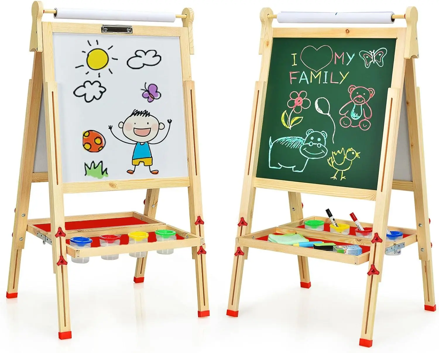 wooden art easel kids wooden easel whiteboard chalkboard with paper roll holder