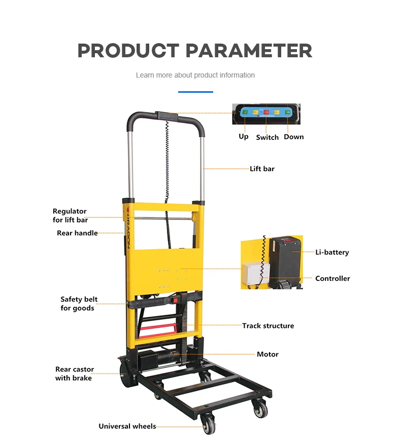 Longermay Hot Selling Aluminum Foldable Stair Climbing Heavy Duty Trolley Electric