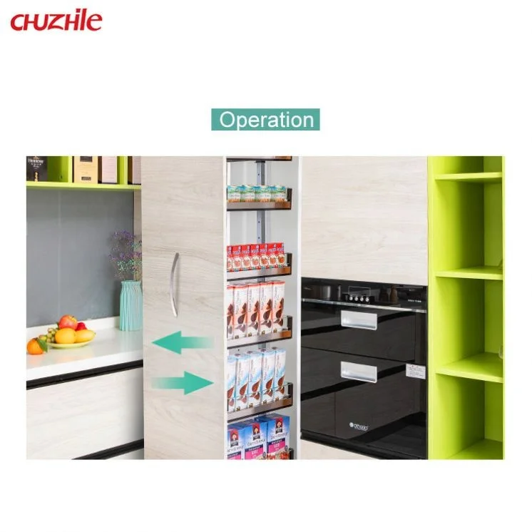 Высокое качество кухонные хранения 6 слой высокая единица корзина из нержавеющей стали панельные двери со стеклом дизайн вытащить корзины кладовая Организатор