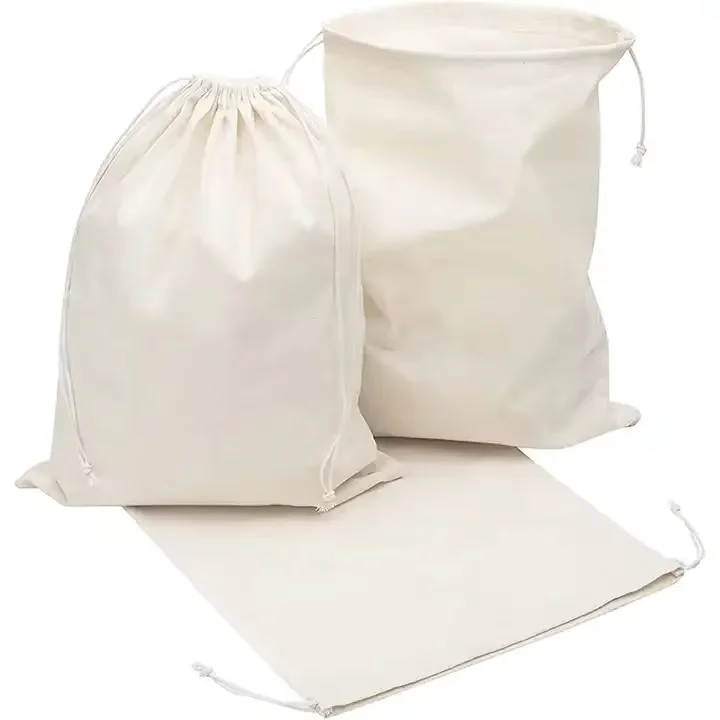 Wholesale Customized Promotional Organic Canvas Cotton Drawstring Backpack Draw String Bags