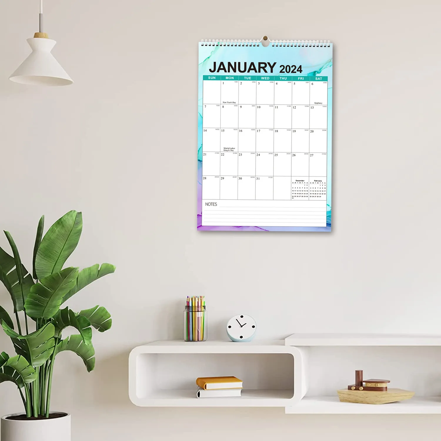 2024 Custom English Calendar Planner Wall Hanging Calendar Spiral Binding Different Design
