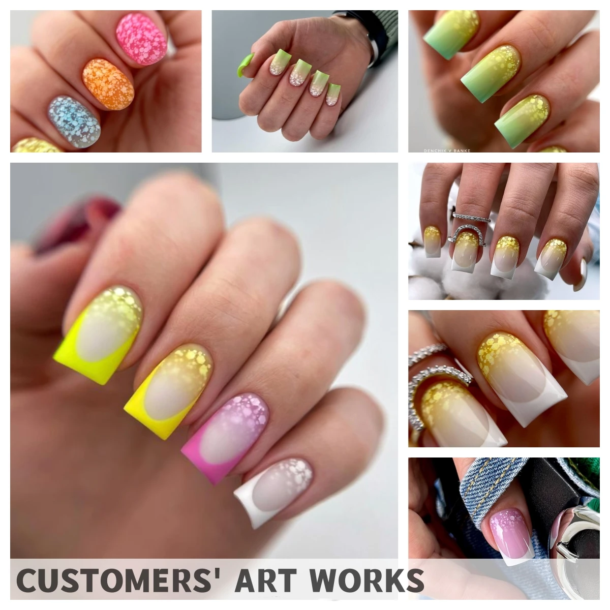 MyBeautyNails Gel Polish Set Nail Art Glitter Ombre Designs Hexagon White Color Flake Gel Chunky Glitter Gel Nail UV