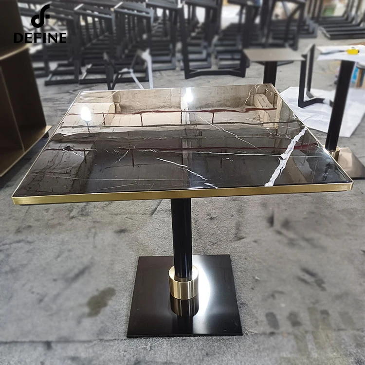 Hotel Furniture Project Custom Italian Luxury Modern Design Rectangle Shape Marble Top Restaurant Table For Cafe Canteen