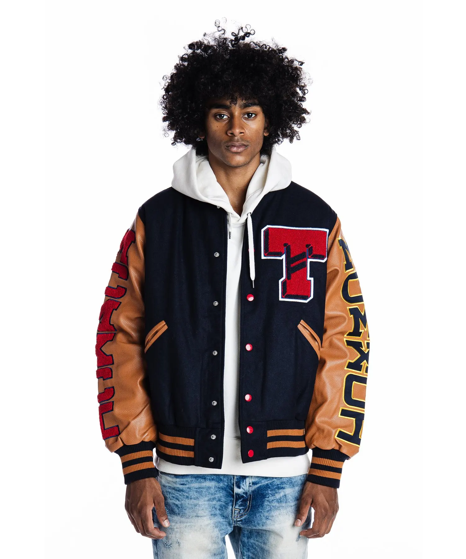 Custom Baseball Jacket Letterman Patches Embroidery Leather Sleeve Sport Letterman Bomber Jacket Men Varsity Jacket