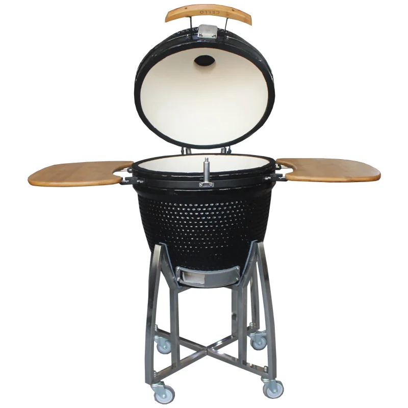 Removable Barbecue Outdoor Charcoal Barbecue Black Ceramic BBQ Kamado Grill