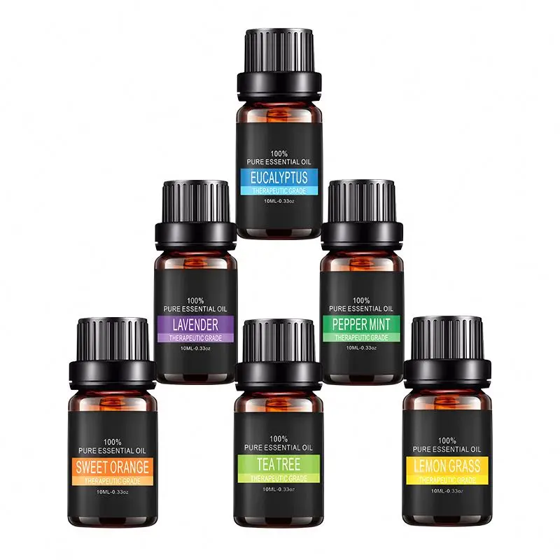 100% Pure Natural Therapeutic Essential Oil Gift Set & Kit 6x10ml for Diffuser,Aromatherapy,Massage,Home care,SPA