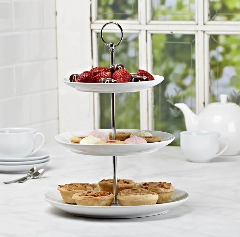 ceramic 3 tier plate with stand serving dishes party displaying plates porcelain cake plate