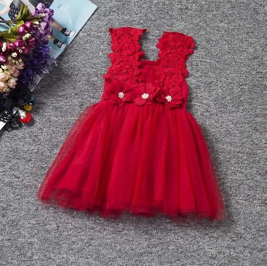 Lovely Little Children Girl Summer Lace Yarn Sleeveless Dress Clothes