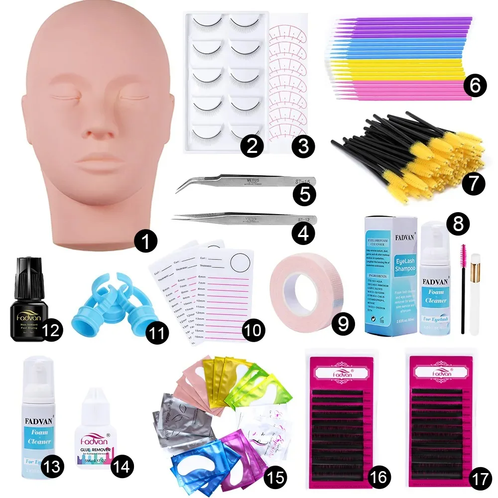 Hot Selling Starter Lash Kit Set Professional Lash Extension Tools Wholesale Private label Eyelash Extension Training Kits