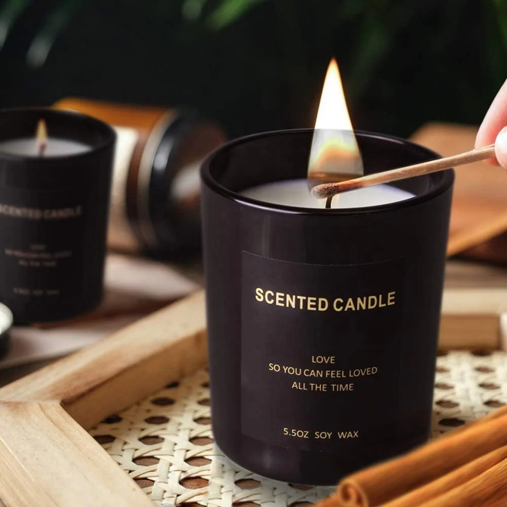 
200ml customized logo popular matt black candle jar container which can store 30 hours wax for office bathroom 