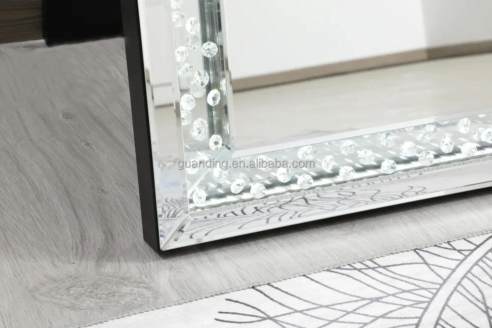 Framed Rhinestone Floor-Length Mirror