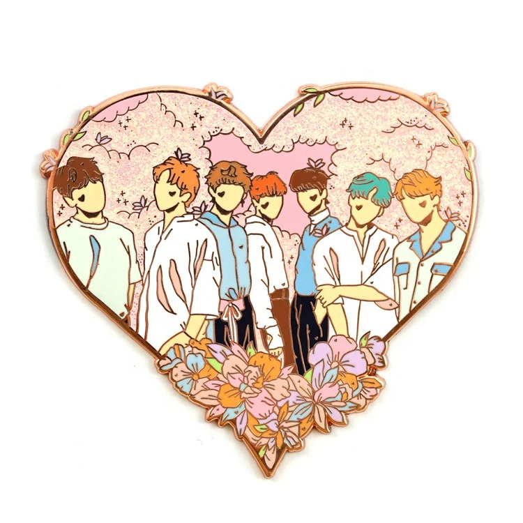 Лидер продаж, не минимальный заказ, металлический мультипликационный милый кпоп персонаж, мягкий жесткий эмалевый Блестящий отворот