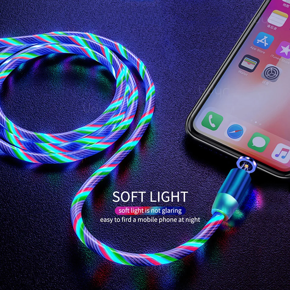 Cellphone data line 3 In 1 Usb Charging Data Led Multi-Function Cables Magnetic led charging