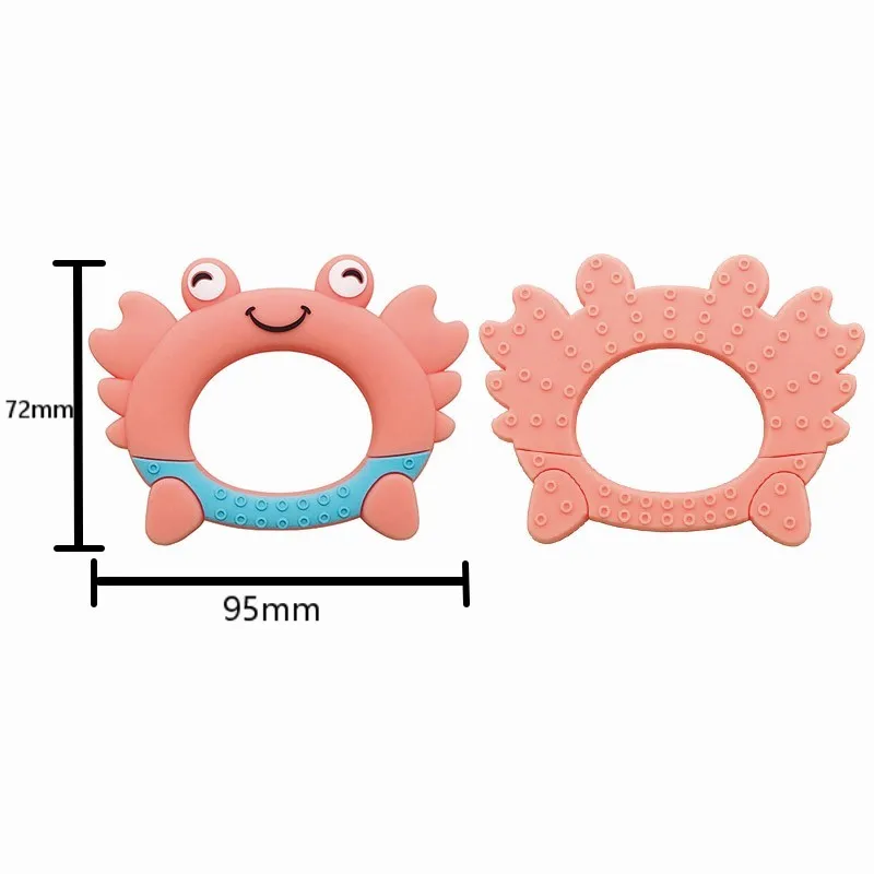 Wholesale BPA FREE Customized DIY Bacteria Resistant Accessories Four Colors Cute Crab Shape Silicone BabyTeether