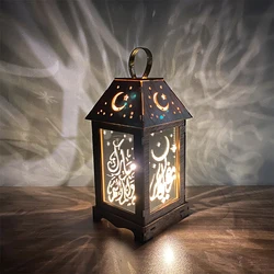 New Wooden Wind Lantern Eid Table Decorative Led Candle Light Indoor Hanging Lamp Home Decoration Islamic Muslim Lamp Ornament