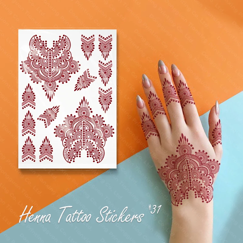 Non-toxin Mehndi Design Layla Water Transfer Temporary Henna Tattoo Sticker Waterproof