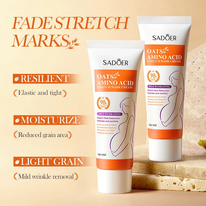 OEM Private Label SADOER Organic Stretch Marks Removal Lotion Repair Whitening Scars Cream Oats Amino Acid Stretch Mark Cream