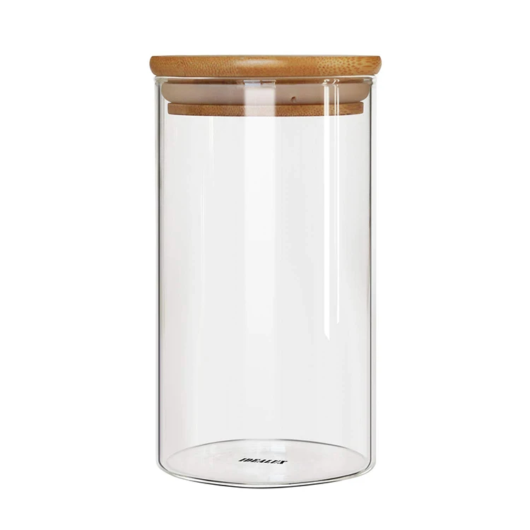 500ml Glass Food Storage Jars Containers with Airtight Bamboo Lids Kitchen Glass Canisters For Coffee Flour Sugar Candy Cookie