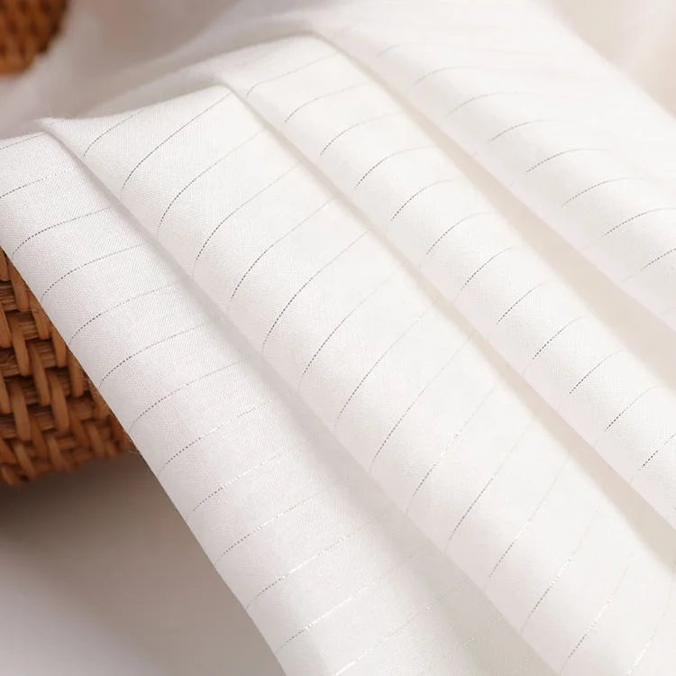 Hot Sale Swiss Voile Fabric 100% Cotton Jacquard Metallic Stripe Voile Swiss Cotton Voile Fabric