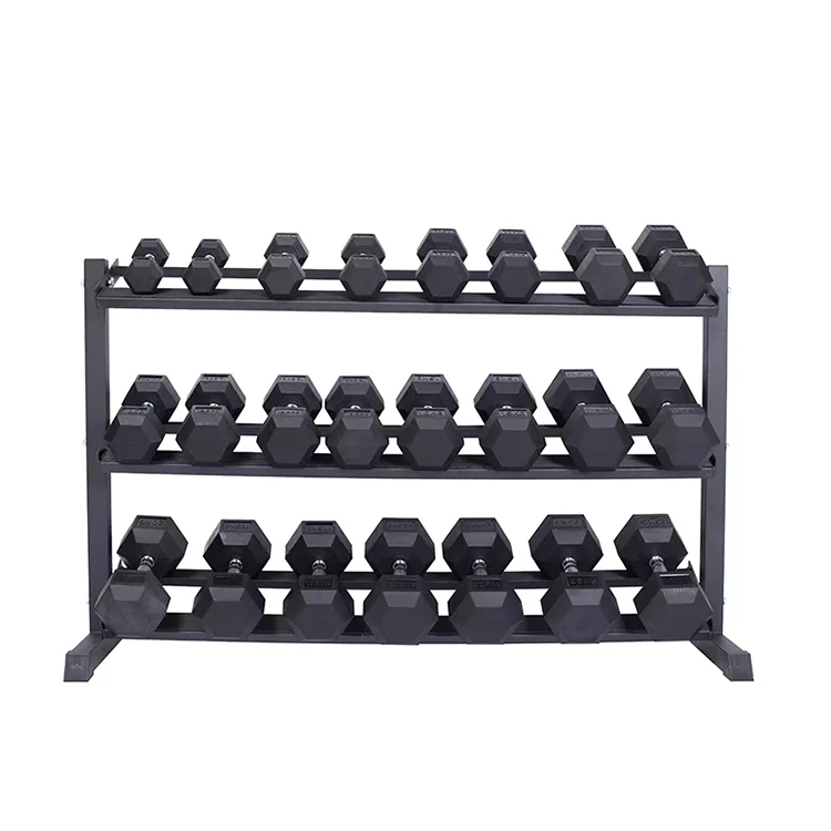 Cheap Exercise Fitness Body Building Shape 5kg Rubber Coat Encased Hex Dumbbells Indoor Gym